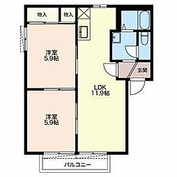 グランシャリオC 2LDKの間取図画像