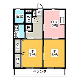 ルミネ高松 2DKの間取図画像