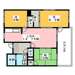 メゾンドゥール2 3LDKの間取図画像