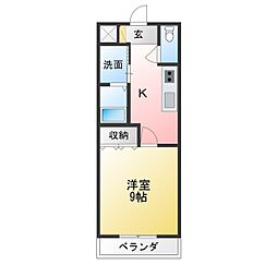 サクシード 1Kの間取図画像