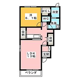 ディアコートA 1LDKの間取図画像