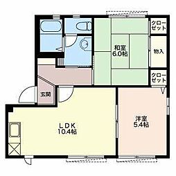 ラ・ポールC 2LDKの間取図画像