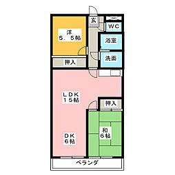 メゾン・ド・グラシューズ 2階2LDKの間取り