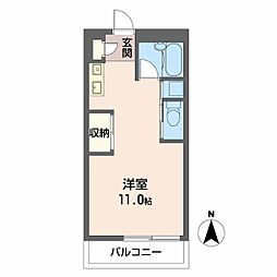 シダー'SガーデンA ワンルームの間取図画像