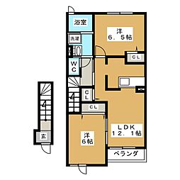 ランドマーク2011A 2LDKの間取図画像