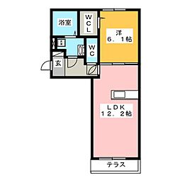ラ・フロレゾンA 1LDKの間取図画像