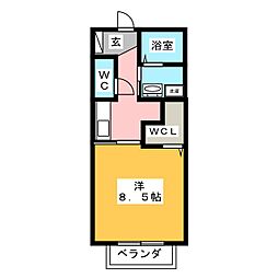 アールB 1Kの間取図画像