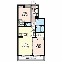 ボンショーンス 2LDKの間取図画像