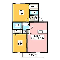 プライマリー 2LDKの間取図画像