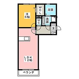 ブリーゼC 1LDKの間取図画像