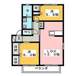 コータ・コートWB 2LDKの間取図画像