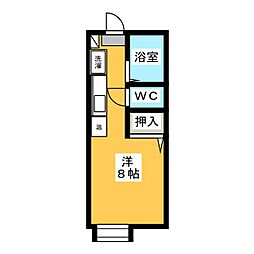 プレジール庄野 ワンルームの間取図画像