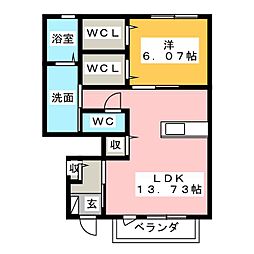 リベル算所 1LDKの間取図画像