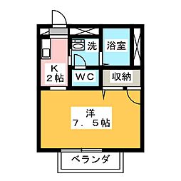 フィールドグリーン 1Kの間取図画像