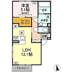 鈴鹿市須賀3丁目アパート 1LDKの間取図画像