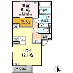 鈴鹿市須賀3丁目アパート 1LDKの間取図画像