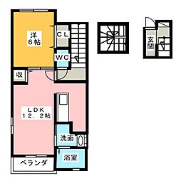 フルーリール 1LDKの間取図画像