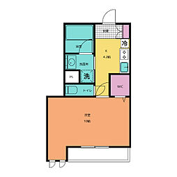 ルーエレジデンツ三日市 1Kの間取図画像