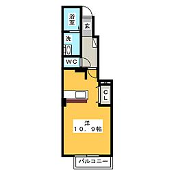 パルテール西条A ワンルームの間取図画像