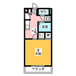 セピア 1Kの間取図画像