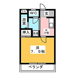 パルミラβ 1Kの間取図画像