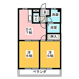 リンデン小林 2DKの間取図画像
