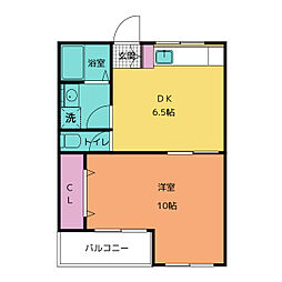 ダイムコーポ大池2 1DKの間取図画像