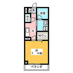 フロイデスプリング 1Kの間取図画像