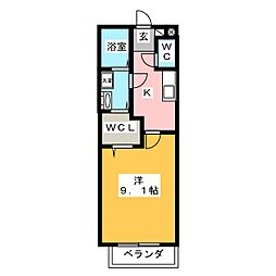 ウィン1 1Kの間取図画像