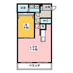 ウッドベルスクエアB 1LDKの間取図画像
