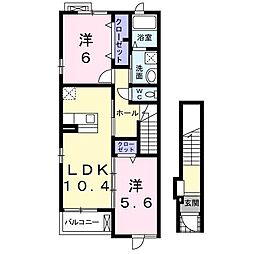 グレース・ヴィラ2 2LDKの間取図画像