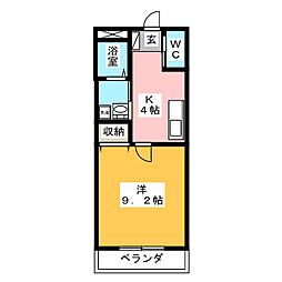 シティライフ三日市 1Kの間取図画像