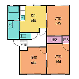 マドンナB 3DKの間取図画像