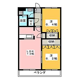 サンパレスダンディB 2LDKの間取図画像