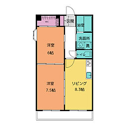 シャトレ桑名 2LDKの間取図画像