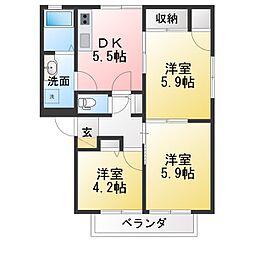 ディアスノダC棟 3DKの間取図画像