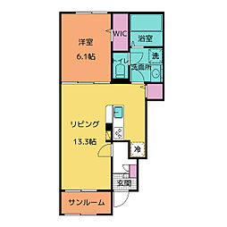 ブランドール樹4A 1LDKの間取図画像