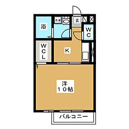 モナリエーレA 1Kの間取図画像