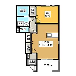 カーサドマーニ 1LDKの間取図画像