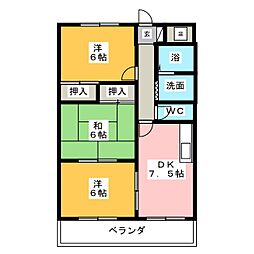 長島スカイハイツ 3DKの間取図画像