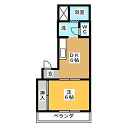 オレンジタウンA 1DKの間取図画像