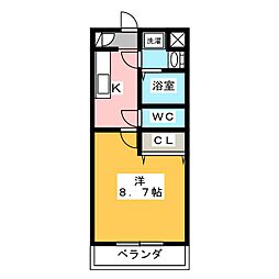 リュミエール 1Kの間取図画像
