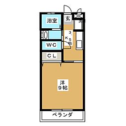 パストラーレ2 1Kの間取図画像
