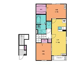 カーサ和泉A 2LDKの間取図画像
