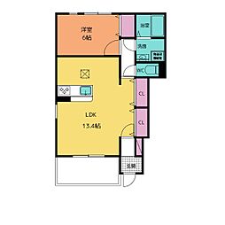 カーサドマーニ 1LDKの間取図画像