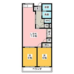 第三富士コーポ 2LDKの間取図画像