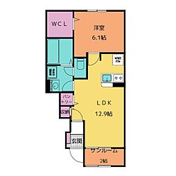 ひよこのいえよん 1LDKの間取図画像