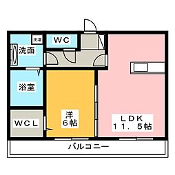 明楽A 1LDKの間取図画像