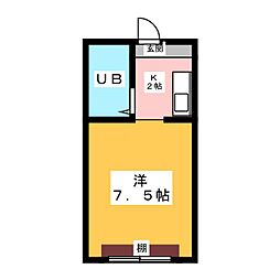 コーポ和幸 1Kの間取図画像