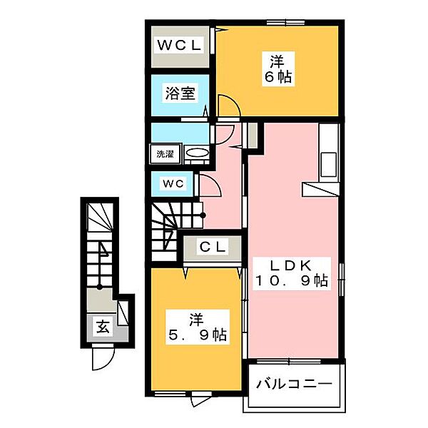 アルドール　Ａ ｜三重県多気郡明和町大字斎宮(賃貸アパート2LDK・2階・57.21㎡)の写真 その2